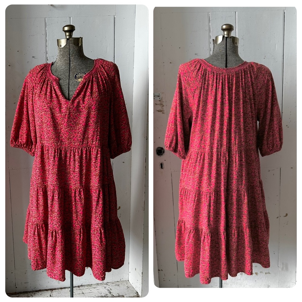 Universal Thread Pink BoHo Floral Tiered Baby Doll Prairie Dress